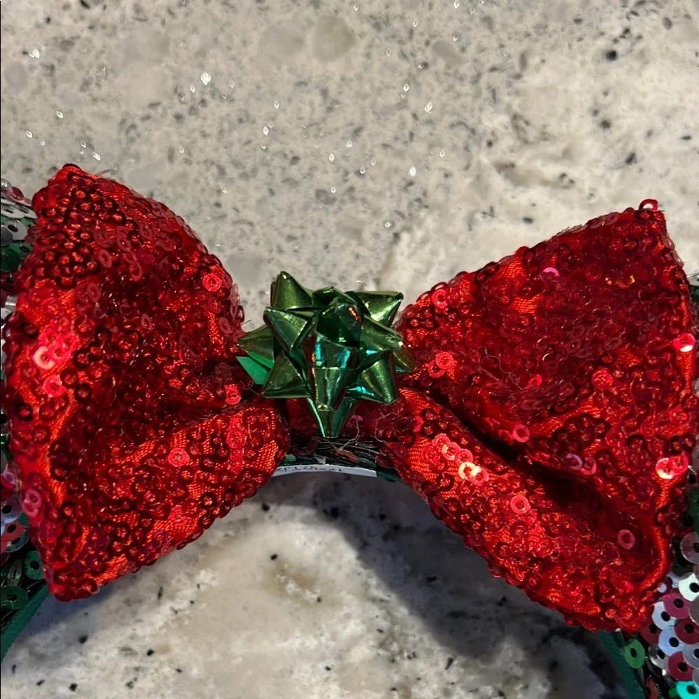 Disney Red and Green Sequin Mouse Ears Headband